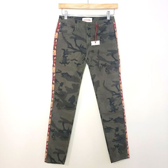 Driftwood Jackie Size 24 NWT Green Camo Aztec Embroidered Skinny Jeans Pants - Picture 2 of 15